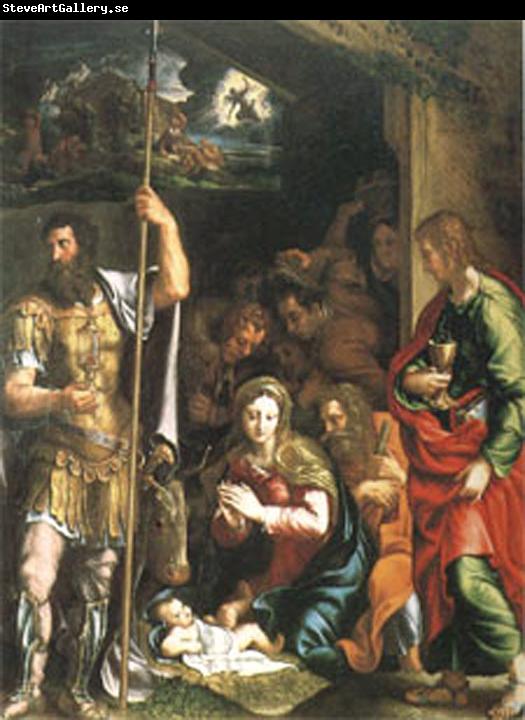 Giulio Romano The Nativity and Adoration of the Shepherds in the Distance the Annunciation to the Shepherds (mk05)